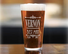 WEDDINGS Custom Engraved 16oz Beer Glass Custom Wedding Party Pint Glass Personalized Mens Bachelor Party Wedding Favor Bridal Party Gift Groom Bride