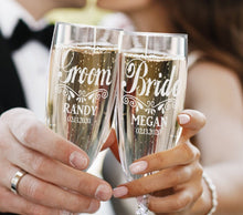 WEDDINGS Custom Engraved His Her Champagne Glasses Set of 2 Bride Groom Wedding Decorations for Party 55th Anniversary Gift Newlywed Bridal Shower