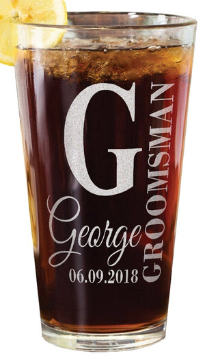 WEDDINGS Custom Pub Glass Groomsmen Team Groom Gift for Wedding Party Bachelor Favors for guests Bridal Shower Gifts for Ladies Men Glasses
