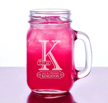 WEDDINGS Initial Mason Jar Wedding Glasses Custom  Name Date Wedding Party Personalized Mugs with Handle Bridesmaid Groomsmen Wedding Favor Gift