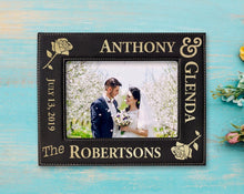 WEDDINGS Leather Future Bride Groom Couples Gold or Silver Engraved Frame Newlyweds Mr. Mrs. Wife Husband 50th Anniversary Day of Wedding Gift Decor