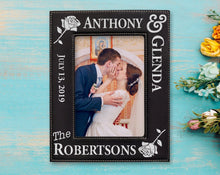 WEDDINGS Leather Future Bride Groom Couples Gold or Silver Engraved Frame Newlyweds Mr. Mrs. Wife Husband 50th Anniversary Day of Wedding Gift Decor