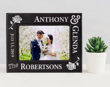 WEDDINGS Leather Future Bride Groom Couples Gold or Silver Engraved Frame Newlyweds Mr. Mrs. Wife Husband 50th Anniversary Day of Wedding Gift Decor