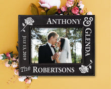 WEDDINGS Leather Future Bride Groom Couples Gold or Silver Engraved Frame Newlyweds Mr. Mrs. Wife Husband 50th Anniversary Day of Wedding Gift Decor