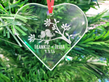 WEDDINGS Love Birds Personalized Christmas Ornament Glass Etched First Christmas Couple Gift Boyfriend Girlfriend Engraved Names Date Wedding