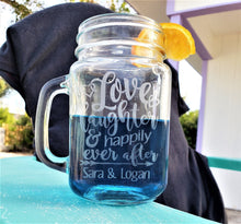 WEDDINGS Love Laughter & Happily Ever After Set of 2 Custom Mason Jar Wedding Gift for Bride Groom Engaged Anniversary Gift Idea for Couples Man Wife