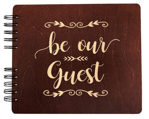 WEDDINGS Mahogany 8.5 x 7 / 80 Pages Ivory Blank Be Our Guest Wedding Gift Bridal Shower for Bride Groom Guest Book Rustic Ceremony Reception Decor Newlyweds Couples Wooden Sign In Gifts