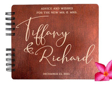 WEDDINGS Mahogany 80 Pages 7x8.5 / Ivory Blank Modern Wedding Guest Book Wood Hard Cover Personalized Elegant Album Guest Sign In Custom for Bridal Shower Gift