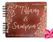 WEDDINGS Mahogany 80 Pages / Ivory Blank Paper Wooden Ever After Flower Wedding Custom Guest Book 8.7x7 Mahogany Stain Husband Wife Anniversary Guestbook Bridal Shower Favor Advice Book