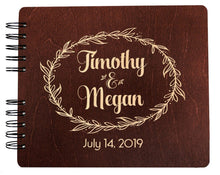 WEDDINGS Mahonagy 8.5 x 7 / 80 Pages Ivory Blank Wreathe Soon to Be Married Custom Alternate Rustic Guest Book Gift Wooden Personalize Guestbook Bridal Shower Wedding Guests Sign In Book