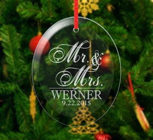 WEDDINGS Married Christmas Ornament Personalized Mr and Mrs First Christmas Ornaments Him Her Couple Gift Love Engraved Names Date Wedding Engagement