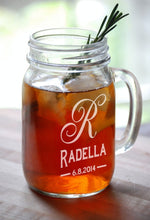WEDDINGS Monogrammed Initial Personalized Party Drink Mason Jars with Handle Engraved Groomsmen Favor Bridesmaid Gift Idea Wedding Birthday
