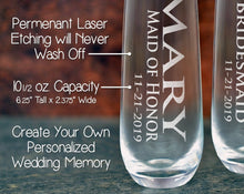 WEDDINGS Name Glass Stemless Champagne Flutes Bridal Party Gifts for Her Custom Proposal Bride Engraved Wine Idea Personalized Maid of Honor Flute