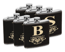 WEDDINGS Personalized Monogram Initial Engraved Gold Black Flask for Man Woman's Birthday Gift For Husband Leather Custom Gifts Wedding Bridal Shower