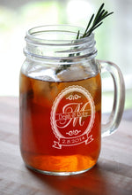 WEDDINGS Personalized Monogram Wedding  Anniversary Mugs 16 Oz Mason Jars Engraved Gift for Groomsmen Bridesmaid Favor Idea Custom Etched Glass