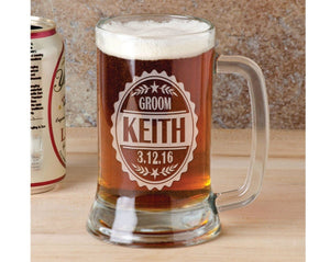 WEDDINGS Single 16 Oz Beer Stein Classic Personalized Groomsman Groom Best Man Beer Mug Engraved Wedding Celebration Gift Idea Etched Bachelor Idea