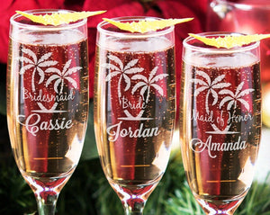 WEDDINGS Single Beach Wedding Bridesmaid Bride Maid of Honor Champagne Flutes Nautical Beach Wedding Favor Beach Theme Party Favor Wedding Gifts