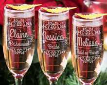WEDDINGS Single Wedding Ceremony Champagne Flutes Gift for Bridesmaid Bride Maid of Honor Classy Personalized Engraved Wedding Party Glasses