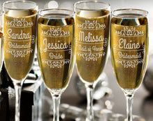 WEDDINGS Single Wedding Ceremony Champagne Flutes Gift for Bridesmaid Bride Maid of Honor Classy Personalized Engraved Wedding Party Glasses