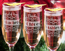 WEDDINGS Single Wedding Personalized Champagne Glass Flutes Custom Engraved Bridesmaid Bride Maid of Honor Champagne Glasses Bride Groom Gift