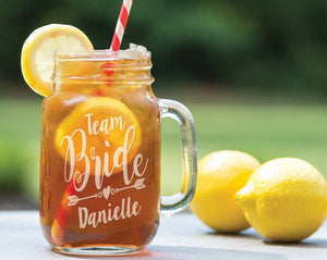 WEDDINGS Team Bride Personalized with Name Mason Jar for Bachelorette Bash, Party, Bridal Shower, Bridesmaid Gifts Bulk Discount