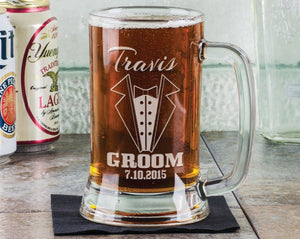 WEDDINGS Wedding Party Gifts for Groomsmen 16 Oz Beer Glass Engraved Mugs for Groomsman Best Man Groom Father of the Bride Groom Bulk Discount Stein