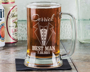 WEDDINGS Wedding Party Gifts for Groomsmen 16 Oz Beer Glass Engraved Mugs for Groomsman Best Man Groom Father of the Bride Groom Bulk Discount Stein