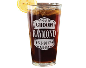 WEDDINGS Wedding Party SINGLE Shield Pub Glass Best Man Father of Bride Groomsman Gift from Groom Personalized Engraved Men Bachelor Party Idea