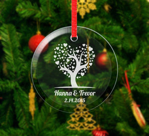 WEDDINGS Winter Wedding Love Custom Glass Ornament Personalized with Couples Name Date Wedding, Anniversary Gift for Him Her Wife Husband from Kids