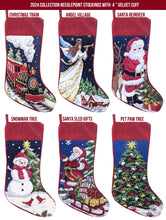 Needlepoint Christmas Stockings Personalized Santa Nutcracker Reindeer Snowman Old World Finished Embroidered Stockings with Names