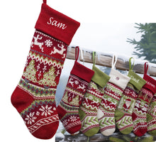 Knit Christmas Stockings Personalized 23" Fair Isle Knitted Deer, Snowflake, Santa, Snowman Custom Holiday Intarsia Family Names