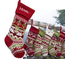 Knit Christmas Stockings Personalized 23" Fair Isle Knitted Deer, Snowflake, Santa, Snowman Custom Holiday Intarsia Family Names