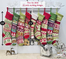 Personalized Knitted Christmas Stockings Red Green White