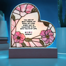 Valentines Gift for Her Stand Night Light Heart Customized Stained Glass Style Love Heart Design for Wife or Girlfriend