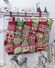 Personalized Knitted Christmas Stockings Green White Red Intarsia Fair Isle Knit Christmas Decor Deer Snowflakes Extra Large