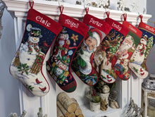Needlepoint Christmas Stockings Personalized Santa Nutcracker Reindeer Snowman Old World Finished Embroidered Stockings with Names
