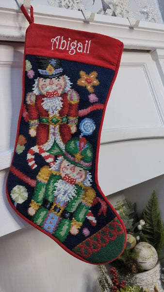 Needlepoint Christmas Stockings Personalized Santa Nutcracker Reindeer–  Stocking Factory