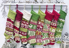 Personalized Knitted Christmas Stockings Red Green White