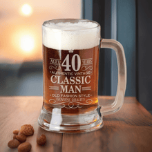 BIRTHDAY GIFTS 40th Birthday Classic Man 16Oz Beer Stein Mug Engraved Present for Him Gift Idea Etched Funny 40 Birthday from Son Daugther Father Present