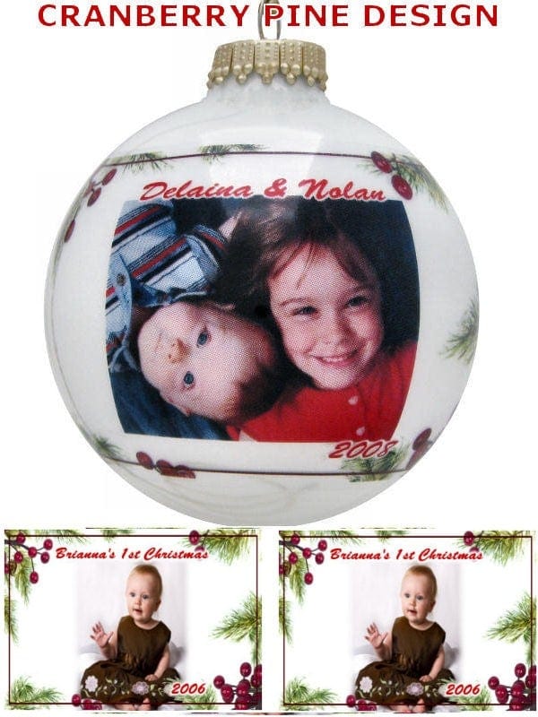 CHRISTMAS ORNAMENTS Cranberry Pine Personalized Acrylic Unbreakable Photo Ball Christmas Ornament