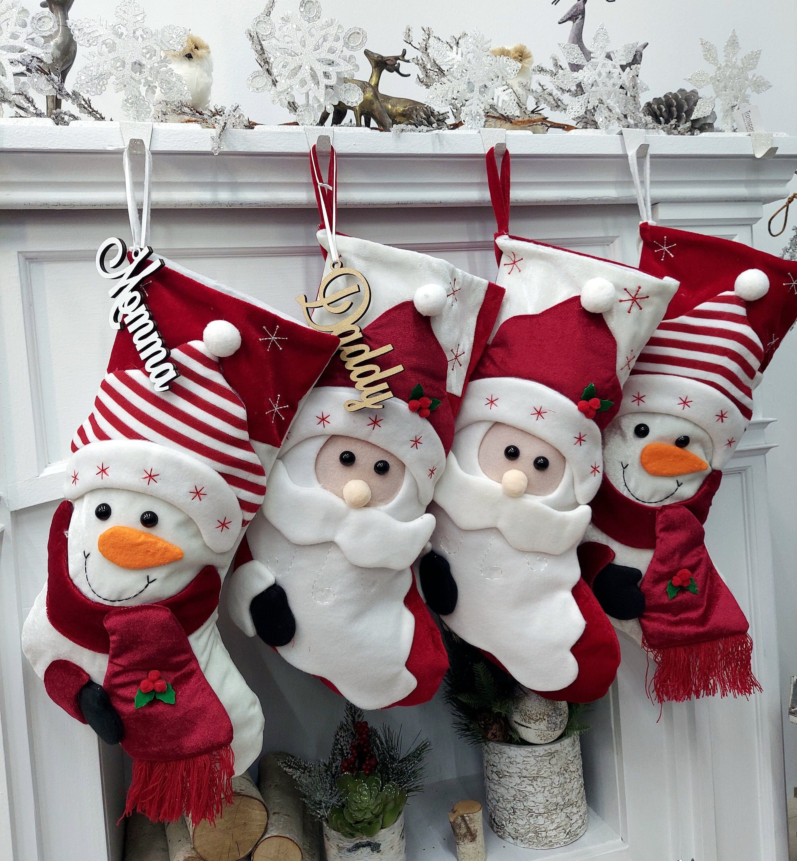 CHRISTMAS STOCKINGS 21" 3D Snowman Santa Festive Holiday Family Christmas Stocking for Kids Gifts w/ Engraved Name Tag Fun Festive Holiday Decorations 2023