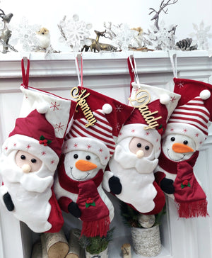 CHRISTMAS STOCKINGS 21" 3D Snowman Santa Festive Holiday Family Christmas Stocking for Kids Gifts w/ Engraved Name Tag Fun Festive Holiday Decorations 2023