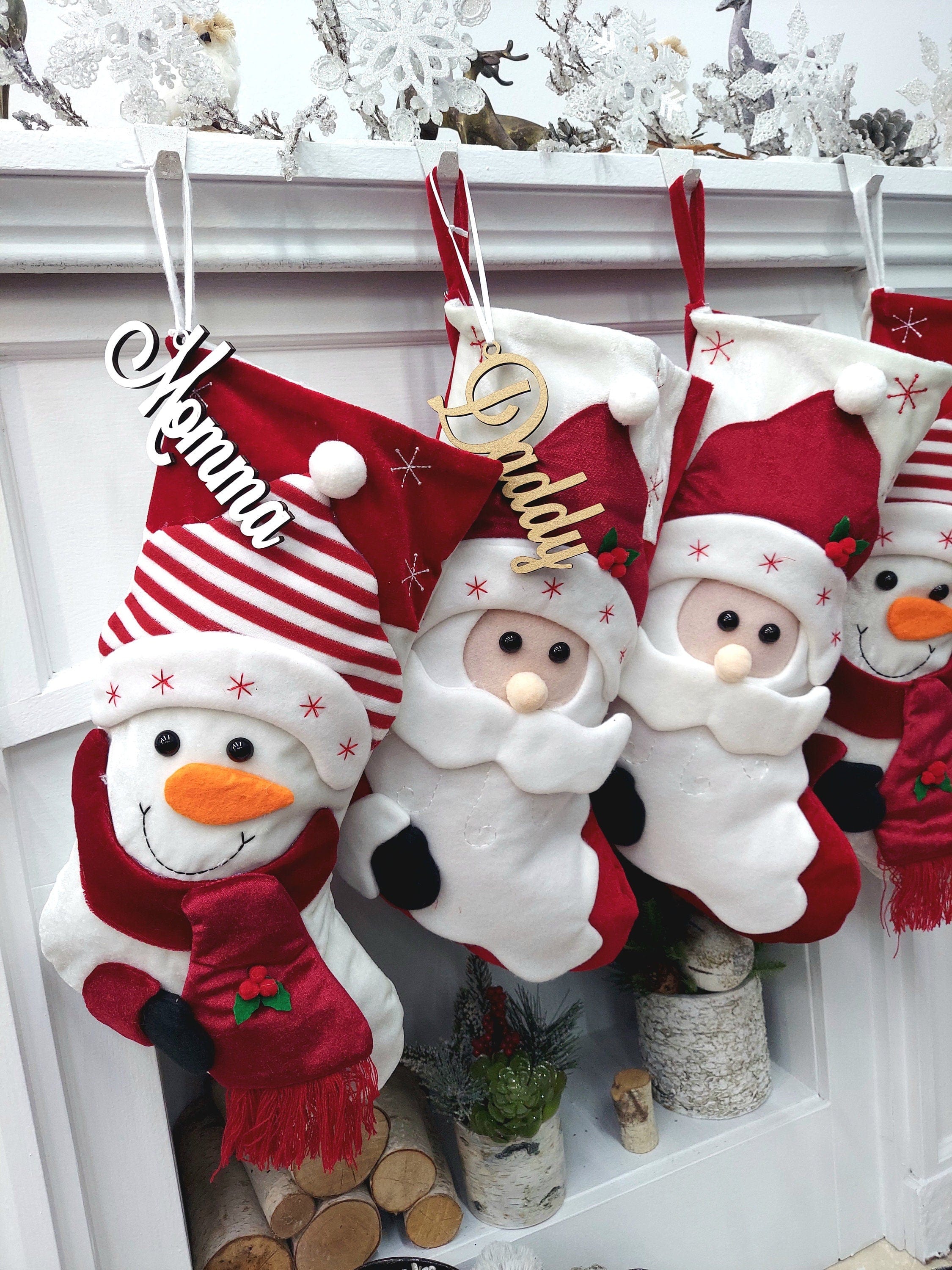CHRISTMAS STOCKINGS 21" 3D Snowman Santa Festive Holiday Family Christmas Stocking for Kids Gifts w/ Engraved Name Tag Fun Festive Holiday Decorations 2023