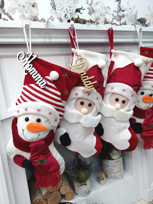CHRISTMAS STOCKINGS 21" 3D Snowman Santa Festive Holiday Family Christmas Stocking for Kids Gifts w/ Engraved Name Tag Fun Festive Holiday Decorations 2023
