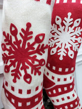CHRISTMAS STOCKINGS 22" Sweater Knit Red White Christmas Stockings Snowflake Scandinavian Nordic Modern Holiday Theme Minimalist Look Custom Name Tag Monogram