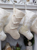 CHRISTMAS STOCKINGS Elegant Ivory Christmas Stockings | Beaded Pearls Textured Fringe Beautiful Detailed Holiday Decor Personalized Embroidered Name Tag