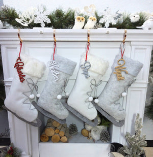 CHRISTMAS STOCKINGS Ice Skate Christmas Stockings Christmas Grey and White for Kids and Family Xmas 2022