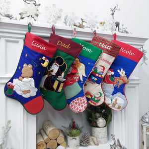 CHRISTMAS STOCKINGS Old World Christmas Stockings | Handcrafted Grandma Style Xmas Decor Santa Angel Sleigh Vintage Advent Kids Interactive Decoration
