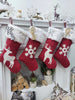 CHRISTMAS STOCKINGS Scandi Personalized Christmas Stockings Red White Snowflake and Deer with elegant yet simple texture for Holidays.