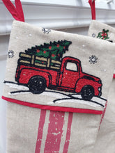 CHRISTMAS STOCKINGS Vintage Truck & Bicycle Christmas Stockings | Red Green Rustic Nostalgic Decor Farmhouse Country Style Personalized Embroidery Name